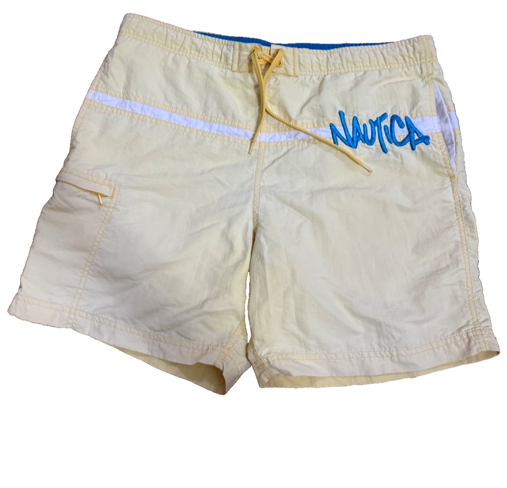 NAUTICA Men’s Yellow Swimming Trunks Bathing Suit Size Small